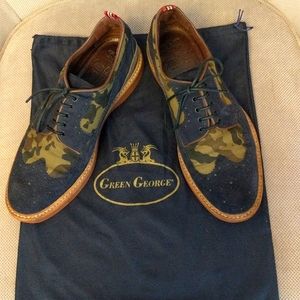 GREEN GEORGE Blue Suede & Cammo Oxfords